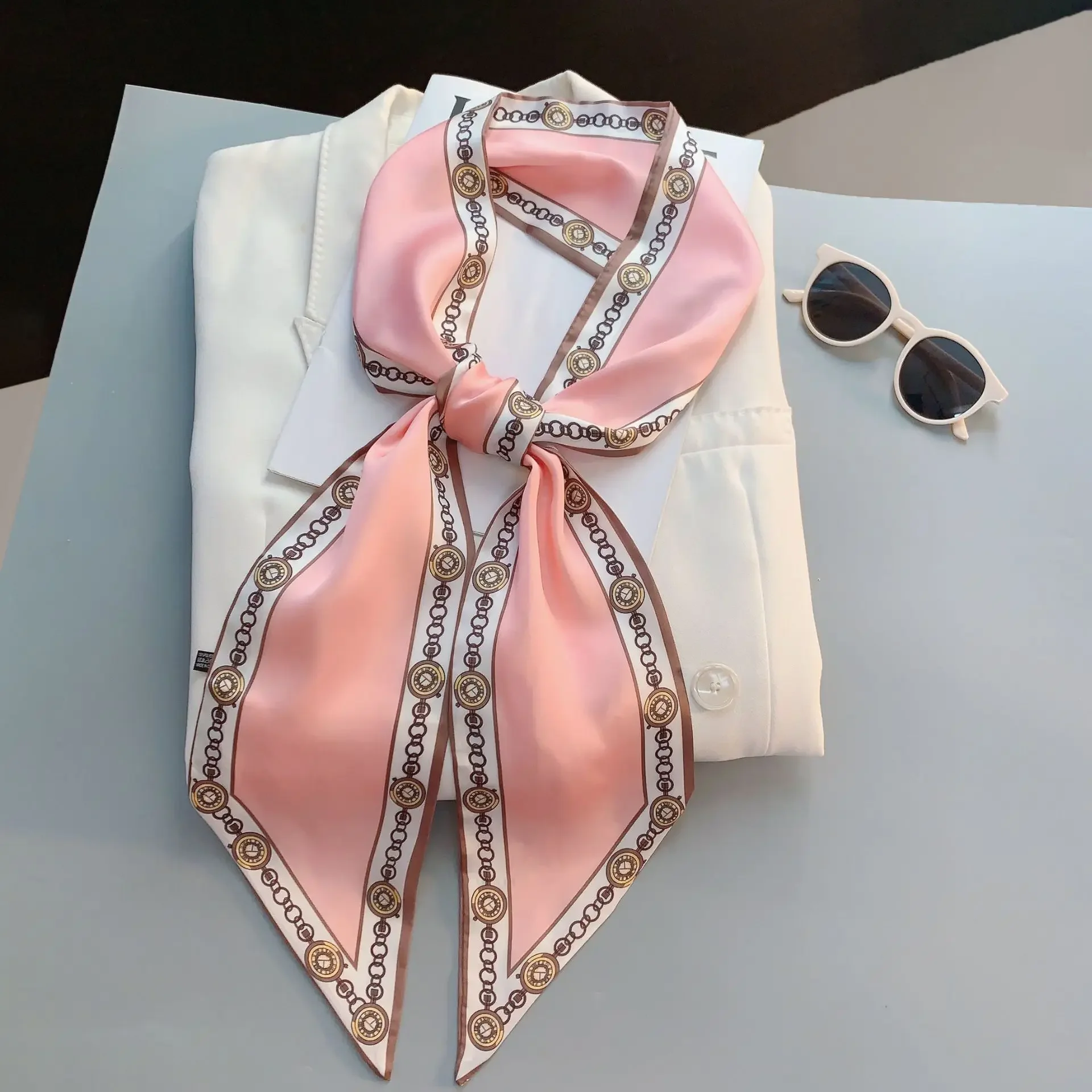 Lenço Estreito Estampado Xadre - Luxury Bags For Women Brands avaliação e preço